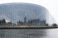 Rear view of the famous european parliament in border the Il river