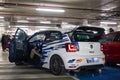 fifth generation Volkswagen Polo rally version in a garage