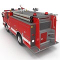 Rear view Fire Engine isolated on white. 3D illustration Royalty Free Stock Photo
