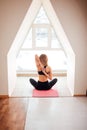 Fitness female holding hands behind their back and stretching Royalty Free Stock Photo