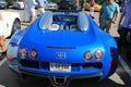 Rear view of french supercar in parking space