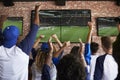 Rear View Of Friends Watching Game In Sports Bar Celebrating Royalty Free Stock Photo