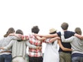 Rear View of Group of Friends Hugging Royalty Free Stock Photo