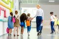 rear view of group of schoolchildren