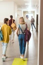 rear view of high school students walking