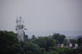 Rear view of huge white Hindu god shiva statue in Haridwar, India