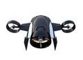 Rear view of a hybrid drone which have 2 mode to fly. lift up vertically and flying in horizon