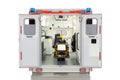 Interior of an open ambulance isolated on a white background