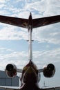 Rear view of jet tail and twin engines Royalty Free Stock Photo