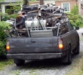 Junkman`s truck filled with scrap metal Royalty Free Stock Photo