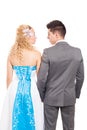 Back view of just married wedding couple Royalty Free Stock Photo