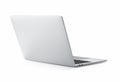 Rear view of the open laptop, silver aluminum body Royalty Free Stock Photo