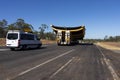 Rear view of a large mining dump truck tray