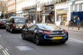 Rear view of luxury new electric BMW i8 edrive car