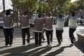 Rear view of male African dancers