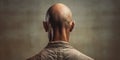 Rear view of a man with a bald head, concept of Identity, created with Generative AI technology Royalty Free Stock Photo