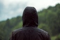 Rear view of man standing in rain Royalty Free Stock Photo