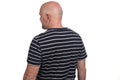 Rear view of man with striped t-shirt on white background Royalty Free Stock Photo