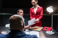 Suspect or witness during police interrogation Royalty Free Stock Photo