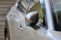 Rear-view mirror closed for safety at car park, Royalty Free Stock Photo