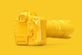 Rear view of nonexistent DSLR camera with zoom lens. 3D illustration Royalty Free Stock Photo