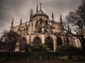 Rear view of the Notre-Dame de Paris cathedral among the bare br Royalty Free Stock Photo