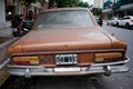 Rear view of old 80s Renault Torino car in classic brown color