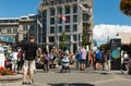 Rear view of people with placards and posters on global strike for climate change Royalty Free Stock Photo