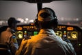 Rear view of pilot and copilot in private jet cockpit, Generative Ai Royalty Free Stock Photo