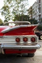 Rear view of a red colored 1960 Chevrolet Impala Royalty Free Stock Photo