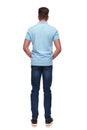 Rear view of relaxed casual man wearing blue polo shirt Royalty Free Stock Photo