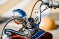 Rear view from seat of scooter or motor bike. Royalty Free Stock Photo