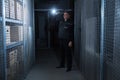 Security Guard Standing In The Warehouse Royalty Free Stock Photo