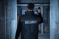 Security Guard Standing In The Warehouse Royalty Free Stock Photo