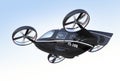 Rear view of self driving Passenger Drone flying in the sky Royalty Free Stock Photo