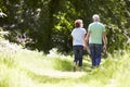 Rear View Of Senior Couple Walking In Summer Countryside Royalty Free Stock Photo
