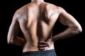 Rear view of shirtless man with back pain Royalty Free Stock Photo