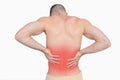 Rear view of shirtless man with back pain Royalty Free Stock Photo