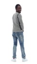 Rear view. smiling young man looking back at the camera Royalty Free Stock Photo