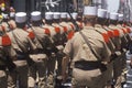 Rear View of Soldiers Marching in Ticker Tape Parade, New York City, New York Royalty Free Stock Photo