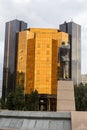 Rear view of the Statue of Heydar Aliyev in Fizuli Park, in Baku Royalty Free Stock Photo