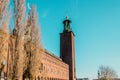 Rear View of Stockholm City Hall (Stadhuset) in Stockholm, Swede Royalty Free Stock Photo
