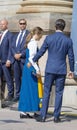 Rear view of the swedish prins Carl Philip Bernadotte and princess Sofia Hellqvist walking in to the royal castle