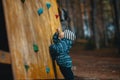 Rear view of thoughtful boy looking at wall in fitness studio Royalty Free Stock Photo