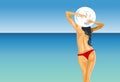 Rear View of Topless Woman looking at sea Royalty Free Stock Photo