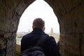 Rear View Of Tourist Looking Out Over View Of Oxford Skyline Royalty Free Stock Photo