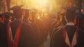 Rear_view_of_university_graduates_wearing_graduation_1 Royalty Free Stock Photo