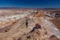 Rear view of unrecognizable woman walking into the desert