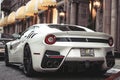 Rear view of a white Ferrari F12 TDF Royalty Free Stock Photo