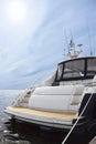 Rear view of white luxury yacht Royalty Free Stock Photo